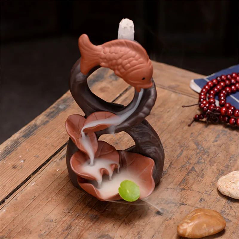 Курильница для благовоний ручной работы керамическая подставка в виде рыбы