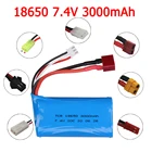 Батарея Lipo 7,4 в 3000 мАч 18650 для дистанционного управления вертолетом, детали для игрушечного автомобиля, обновленная батарея Lipo 7,4 В 20C TSMJSTXT60EL2P штепсельная вилка