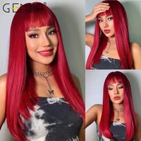 gemma cosplay synthetic wigs long straight wine red wig with bangs for women lolita christmas halloween party heat resistant