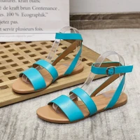 2021 new summer comfortable casual round toe flat heel buckle womens sandals
