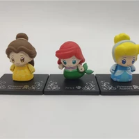 bandai princess series mini ariel cinderella blockman genuine ornaments pvc figures cartoon model toy