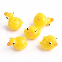 1pcs 16x15mm yellow duck shape handmade lampwork glass loose beads for jewelry making diy crafts findings