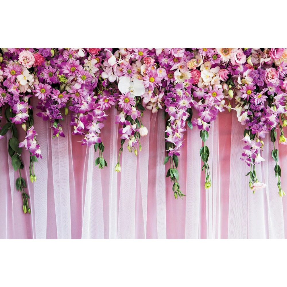 

Фон для фотосъемки свадьбы, Весенняя занавеска с фиолетовыми цветами, фон для фотосъемки на день рождения ребенка, реквизит для фотостудии