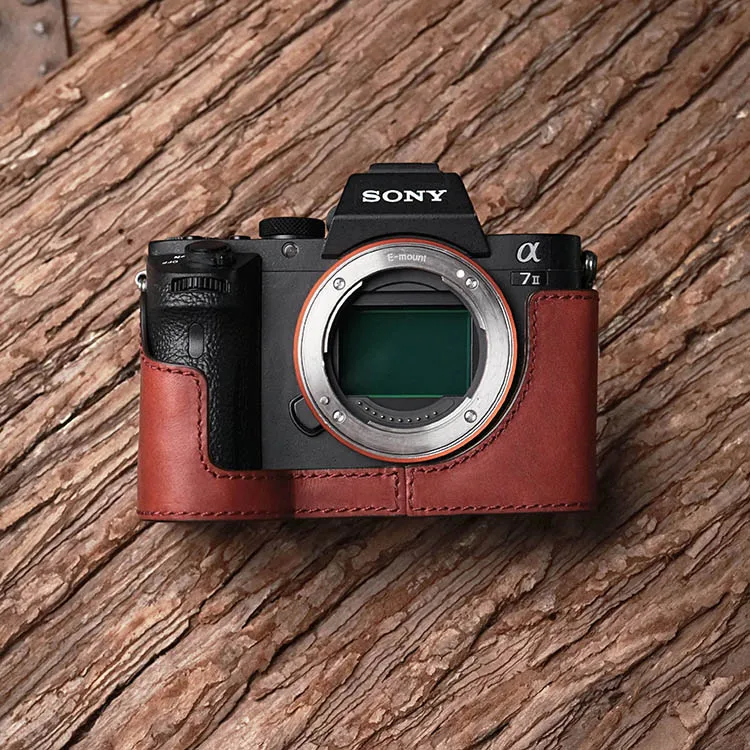 Red sandalwood color Mr. Stone ручной работы из натуральной кожи чехол для камеры видео половина сумка для камеры боди для sony A7II MK2 A7Rii камера - Цвет: Red sandalwood color