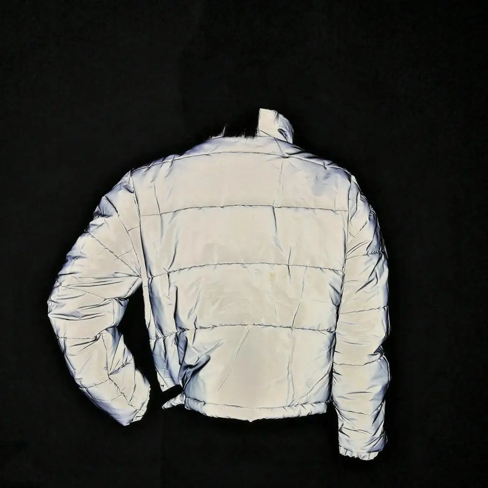 Женский светильник светоотражающая стеганая куртка Короткие топы теплая зимняя