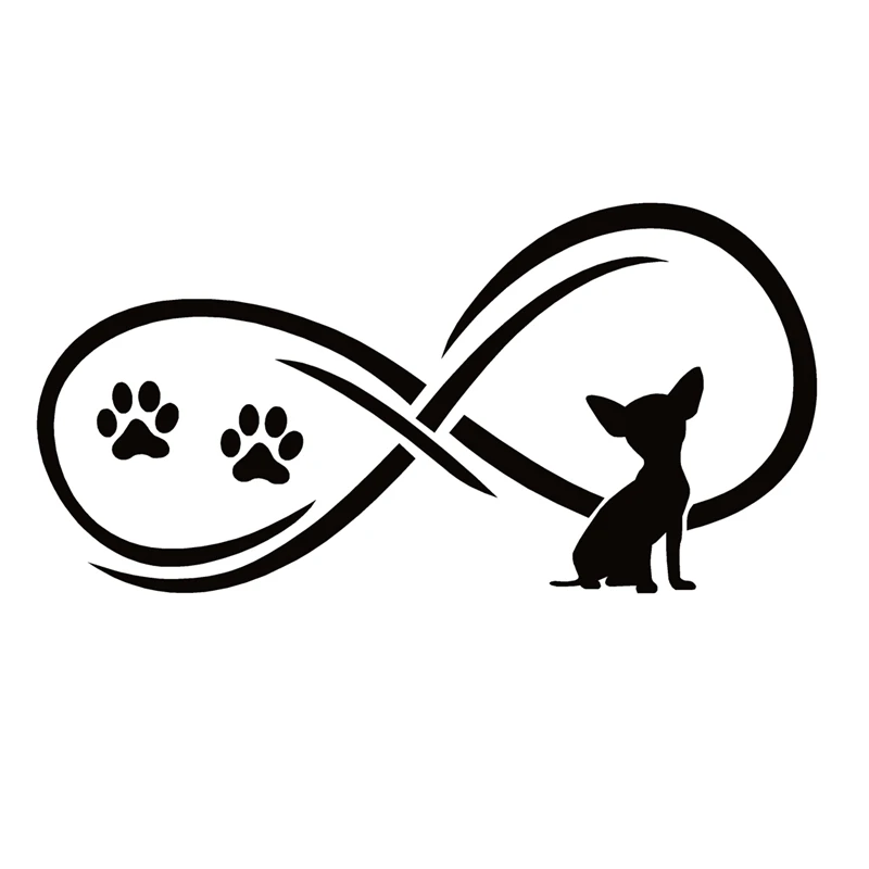 

40662# Die-Cut Vinyl Decal Chihuahua Dog Infinity Love Car Sticker Waterproof Auto Decors on Car Body Bumper Rear Window