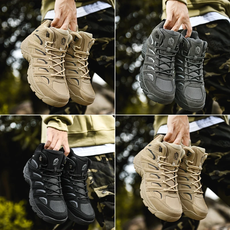 Retro Stylish Men's Ankle Boots Outdoor Field Training Military Boots Men Trekking Camping Special Force Desert Boots Hombre images - 6