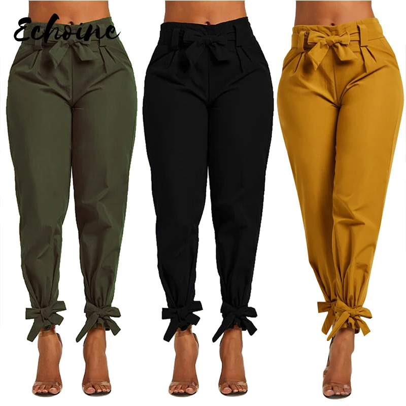 Брюки карандаш женские с завышенной талией зеленые/желтые/черные|Брюки| |