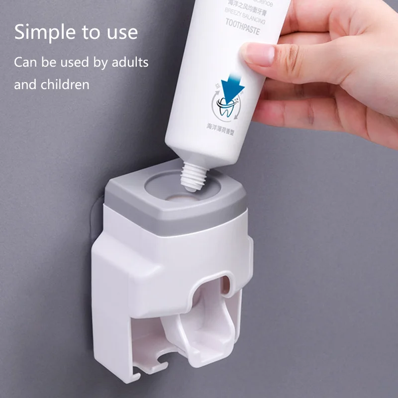 toothbrush holder set toothpaste dispenser wall mount stand bathroom accessories set rolling automatic squeezer family hygienic free global shipping