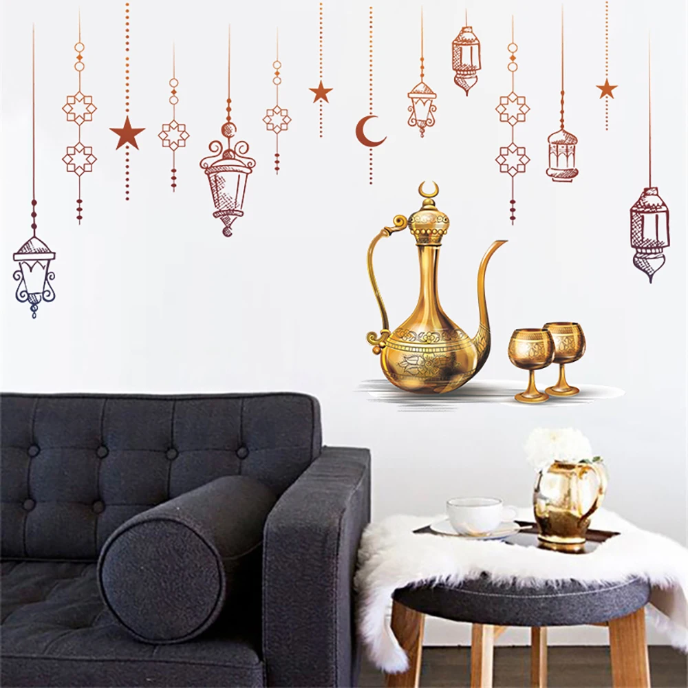

Ramadan Festival Star Moon Wall Sticker Living Room Decoration Mural Art Decals Home Stickers Wallpaper
