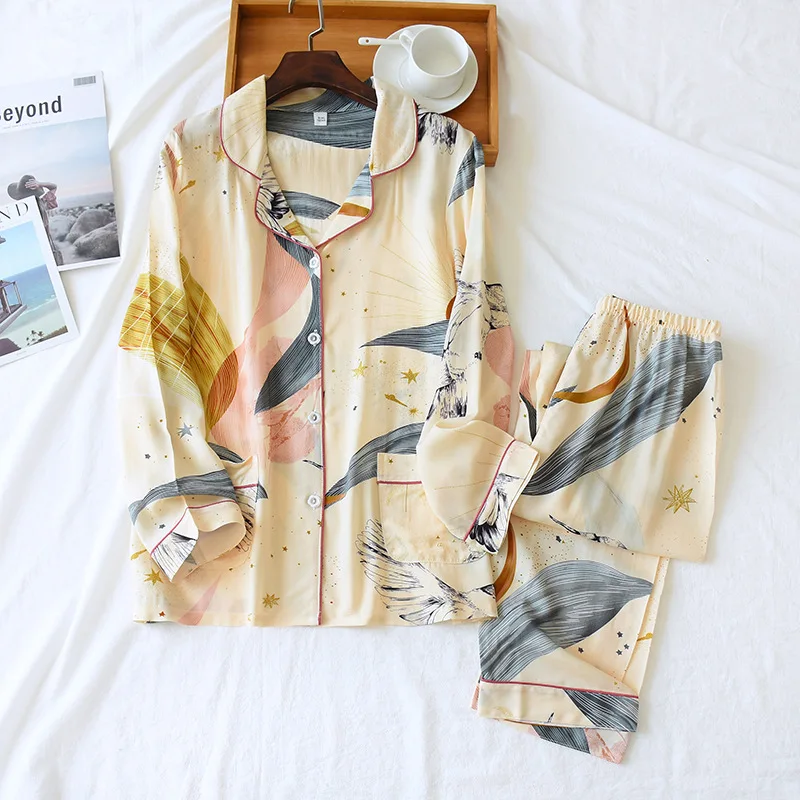 Новинка Хлопковая пижама для отдыха женщин комплект из 2 предметов женская