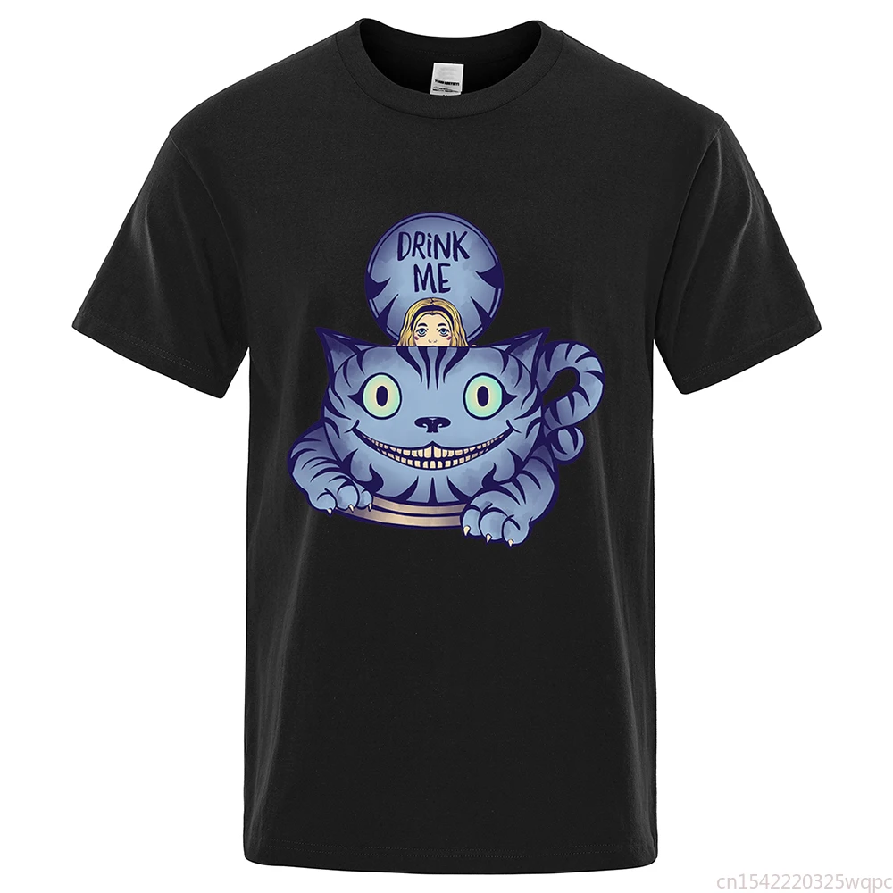 

Cup Of Tea Creativity Cat Printed T Shirt For Man Street Summer Tops Casual Men T Shirt
