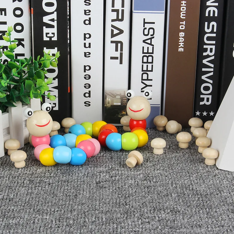 Новые детские игрушки Монтессори, Обучающие деревянные игрушки для детей, для раннего обучения, для упражнений, пальцев, гибкие скрученные насекомые игры
