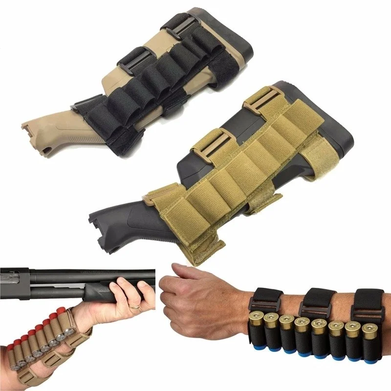 

8 Round Tactical Buttstock Shell Holder Arm Strap Bag 12 Gauge 12GA Shooting Hunting Accessories Airsoft Ammo Rifle Mag Pouch
