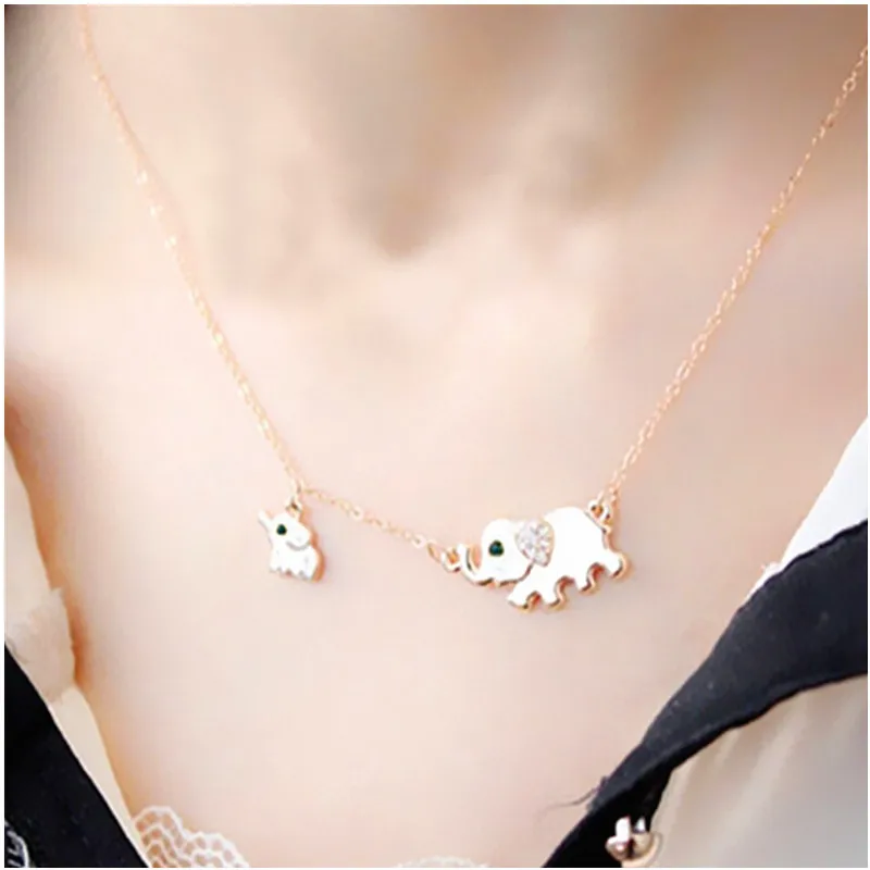 Cute Elephant Family Fashion Necklace for Women New Design Charming Metal Chain Elegant Collar Jewelry Wholesale | Украшения и