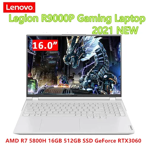 Ноутбук Lenovo Legion R9000P, игровой ноутбук 2021, 16 дюймов, IPS экран с высокой частотой обновления, процессор AMD R7-5800H GeForce RTX 3060, 165 Гц, металлическая подсветка