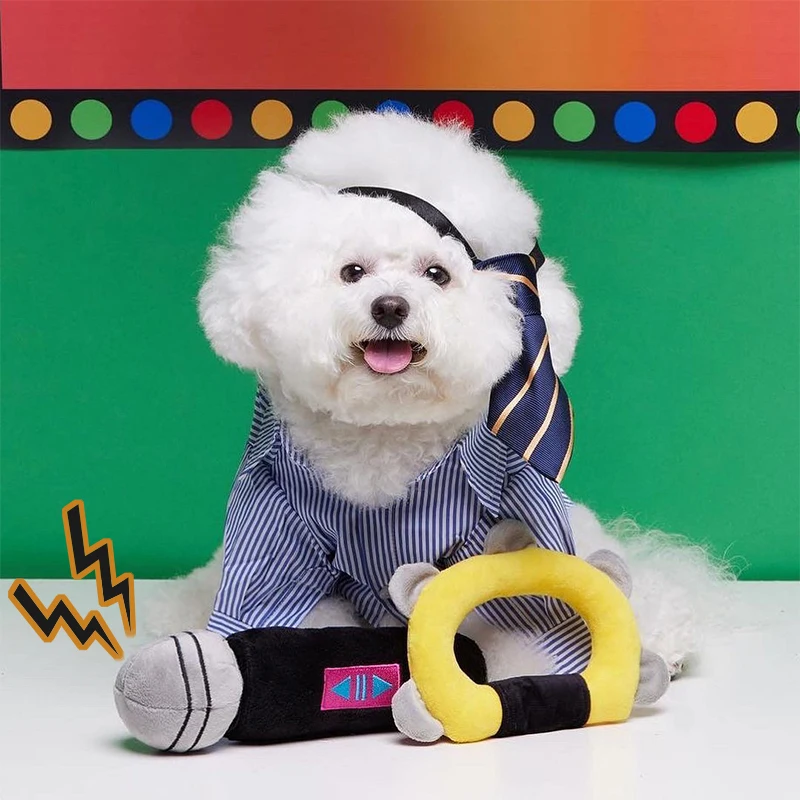 

Plush Sniffing Toy for Small Dogs Microphone Shape Interactive Toys INS Cute Pet Products BB Sound Pet Accessories Dropshipping