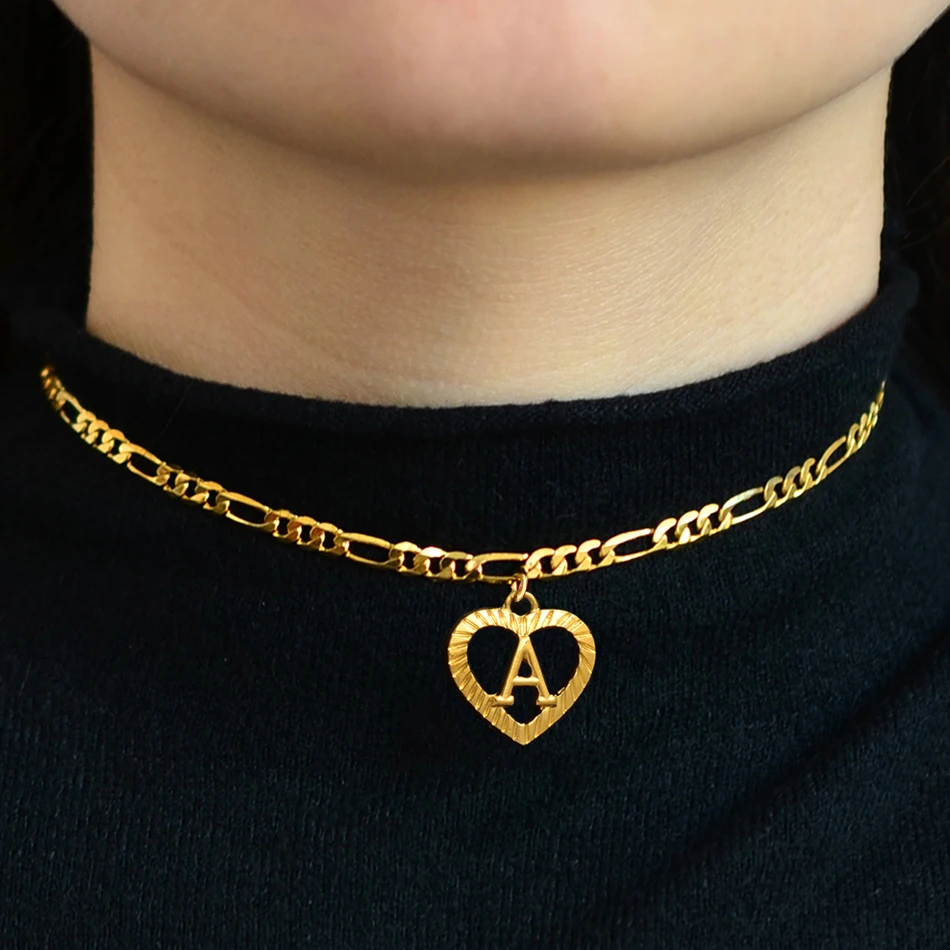 Ожерелье чокер Anniyo A Z кулон в виде сердца ювелирное изделие Английский алфавит