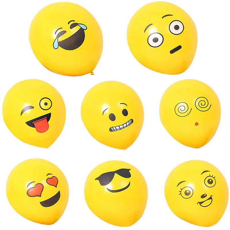 100 шт./лот 12 дюймов плотная рисунком в виде улыбающихся рожиц Выражение воздушных