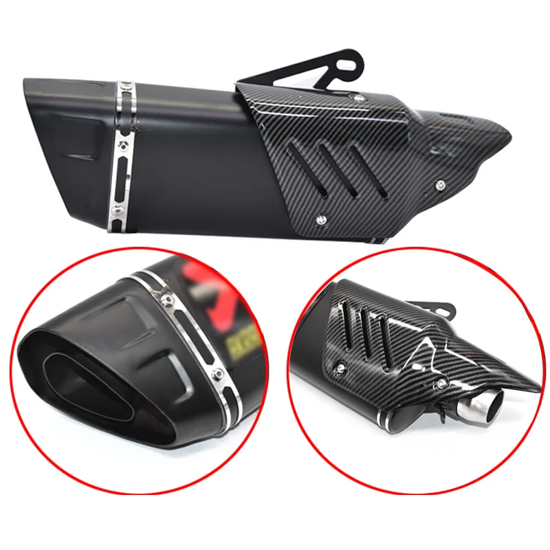Moto rcycle 500cc 600cc выхлопные Углеродные волокна выхлопные moto rcycle escape moto для honda suzuki R6 R1 CBR500 Z750 R3 CBR1000RR - Цвет: BLACK
