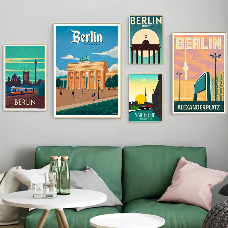 

German Capital Berlin Travel Wall Art Posters And Prints Wall Pictures Vintage Picture Kraft PosterDecor Pictures Gife Unframed