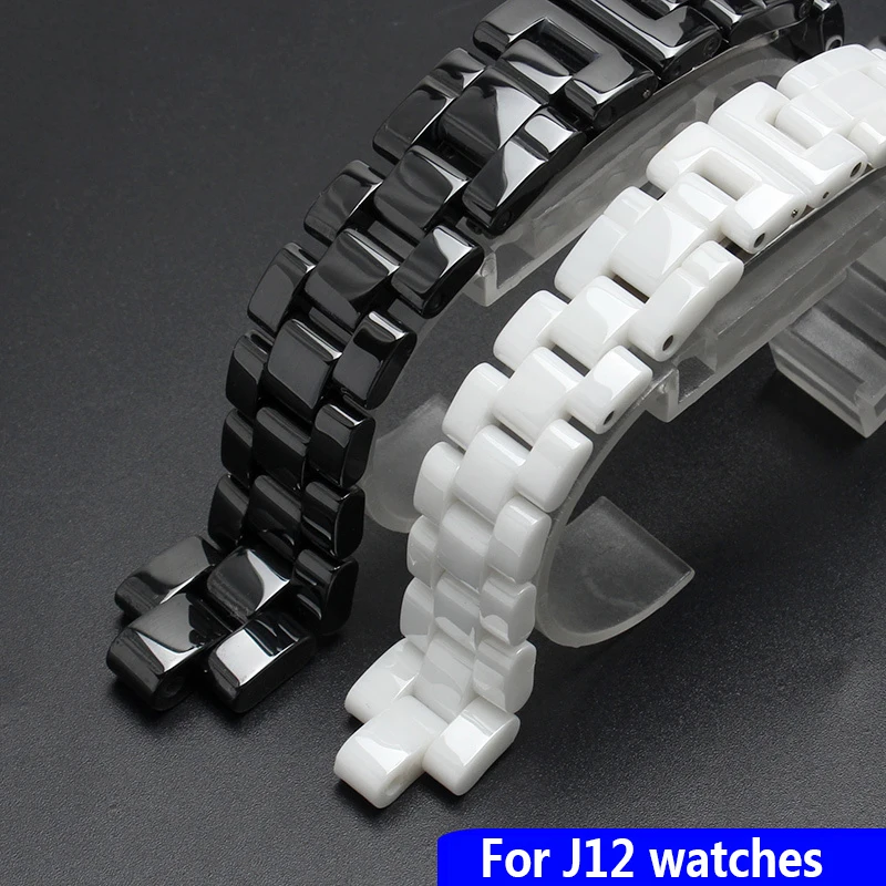 For J12 ceramics wristband high quality women's men's watch strap Fashion bracelet black white 16mm 19mm bands