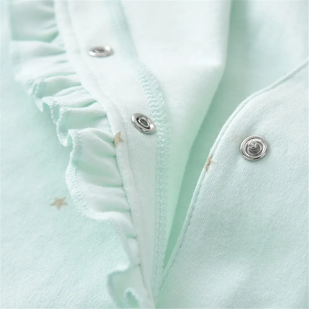 Детская цельная Пижама Footie со звездами зеленая хлопковая одежда для сна наряд