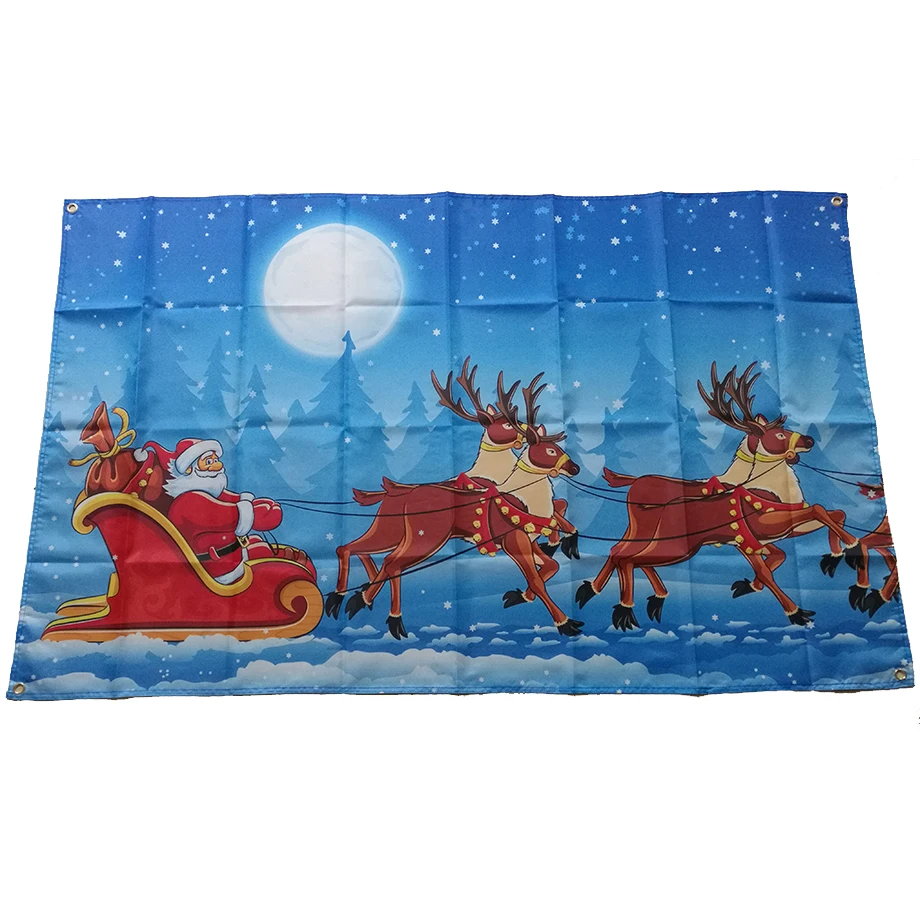 

Reindeer Santa Claus Flag Banner Christmas Custom Flag Home Party Decor 3x5ft 90x150cm Printed Polyester