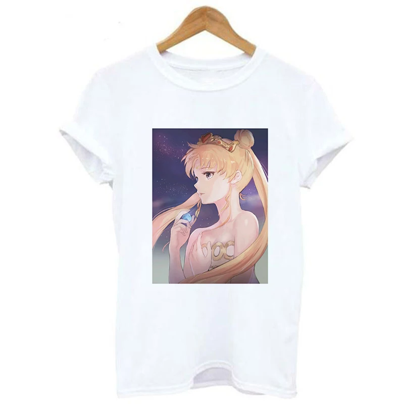 Harajuku Sailor Moon T Shirt New Fashion Pattern Streetwear Tops Loose Short Sleeve Women Tshirt Kawaii Print Couple Clothes