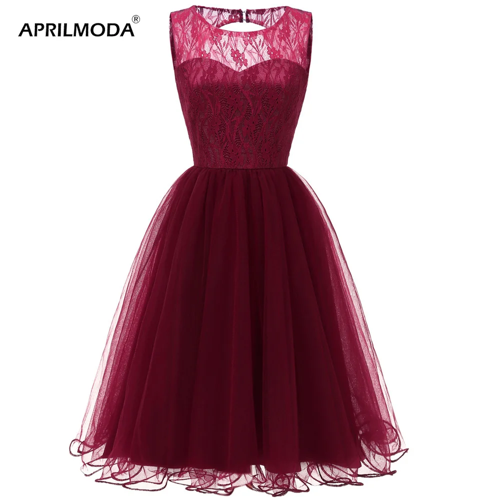 Короткие вечерние фатиновые платья без рукавов для женщин 50s рождественские