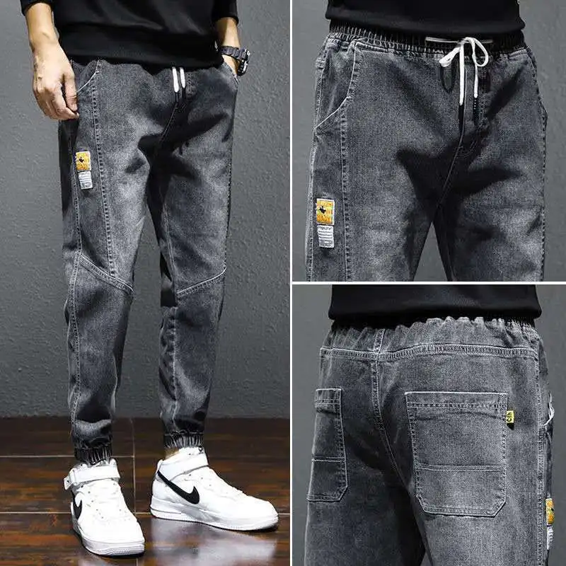 

Jeans men's Trendy Brand hip-hop Autumn And Winter New Loose Tooling Harem Pants Nine Points Casual Trousers Autumn