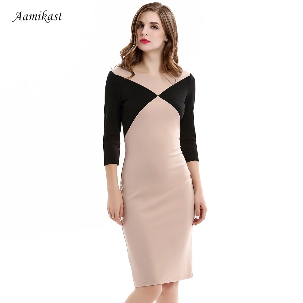 

Женское платье-карандаш, с круглым вырезом и рукавом 3/4, в стиле пэчворк, Размеры S M L XL XXL XXXL