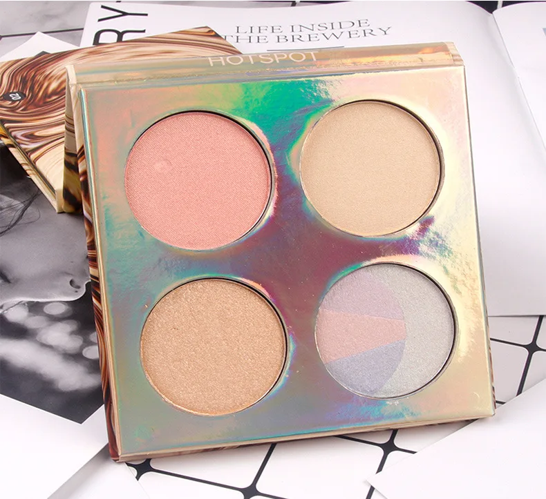 New 4 Color Baked Highlighter 3D Face Powder Makeup BronzerPalette Shimmer Illuminator Contouring Brighten