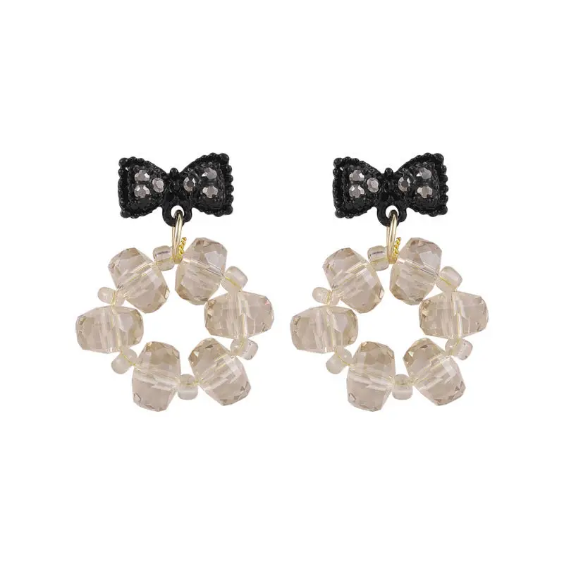 

2021 new elegant black bow Crystal Earrings women's Earrings luxury Halloween party Earrings Fashion Earrings for sexy girls