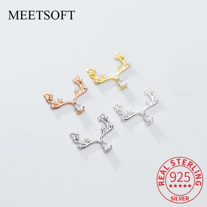 

MEETSOFT Trendy 925 Sterling Silver Pretty Deer Zircon Pandent Charms Special of DIY Handmade Jewelry Accessory (Without chain)