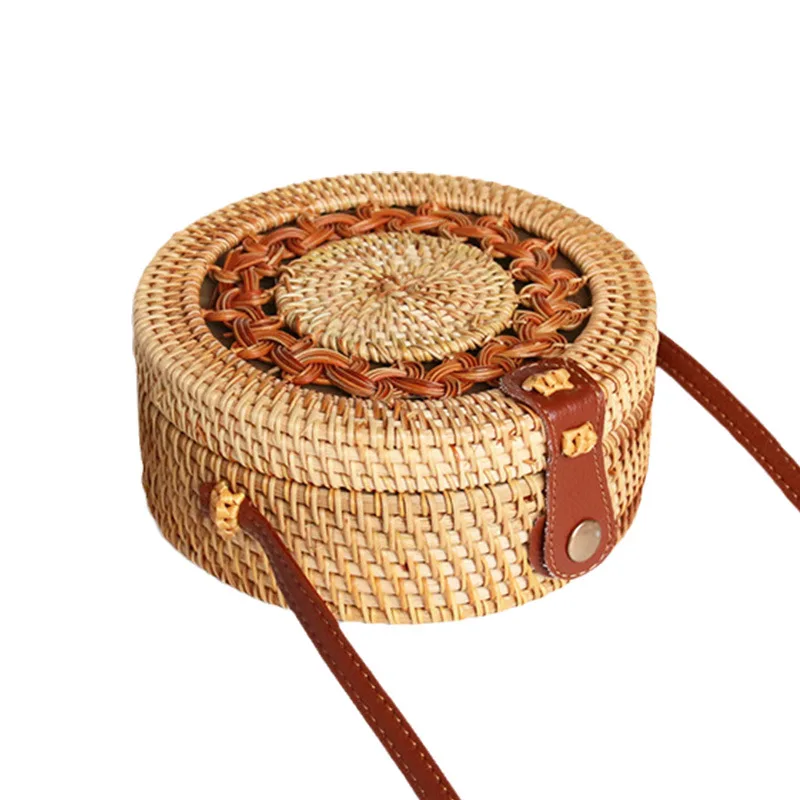

Fashion Women Summer Rattan Bags Round Square Straw Bag Handmade Woven Beach Crossbody Bags Circle