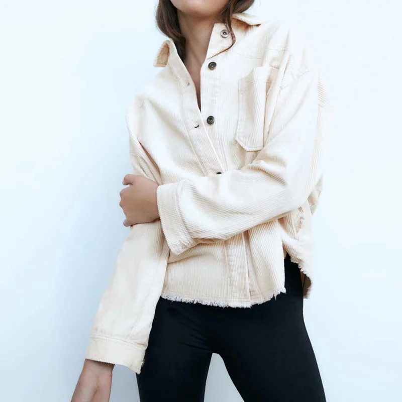 KUMSVAG женские вельветовые однотонные рубашки куртки пальто осень 2020 с длинным