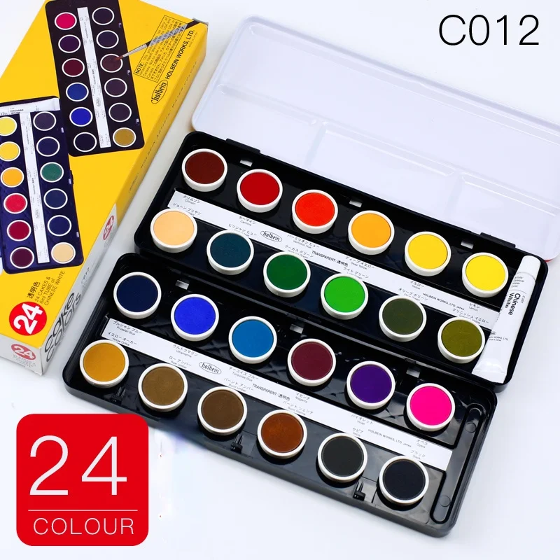 

Holbein акварельный художественный 12 цветов 24 цвета прозрачный однотонный Блестящий пигмент набор акварель