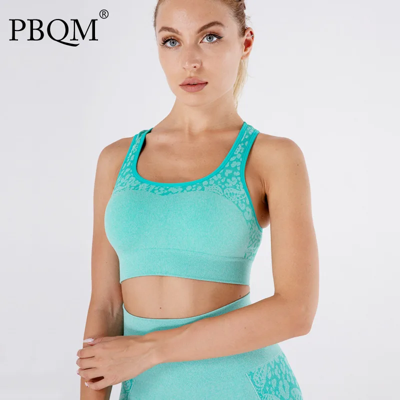 

PBQM Bra Women's Seamless Gym Underwear Yoga Sports Sport Top Breathable Exercise Clothing Sexy Tracksuit Pure Color 6T1593