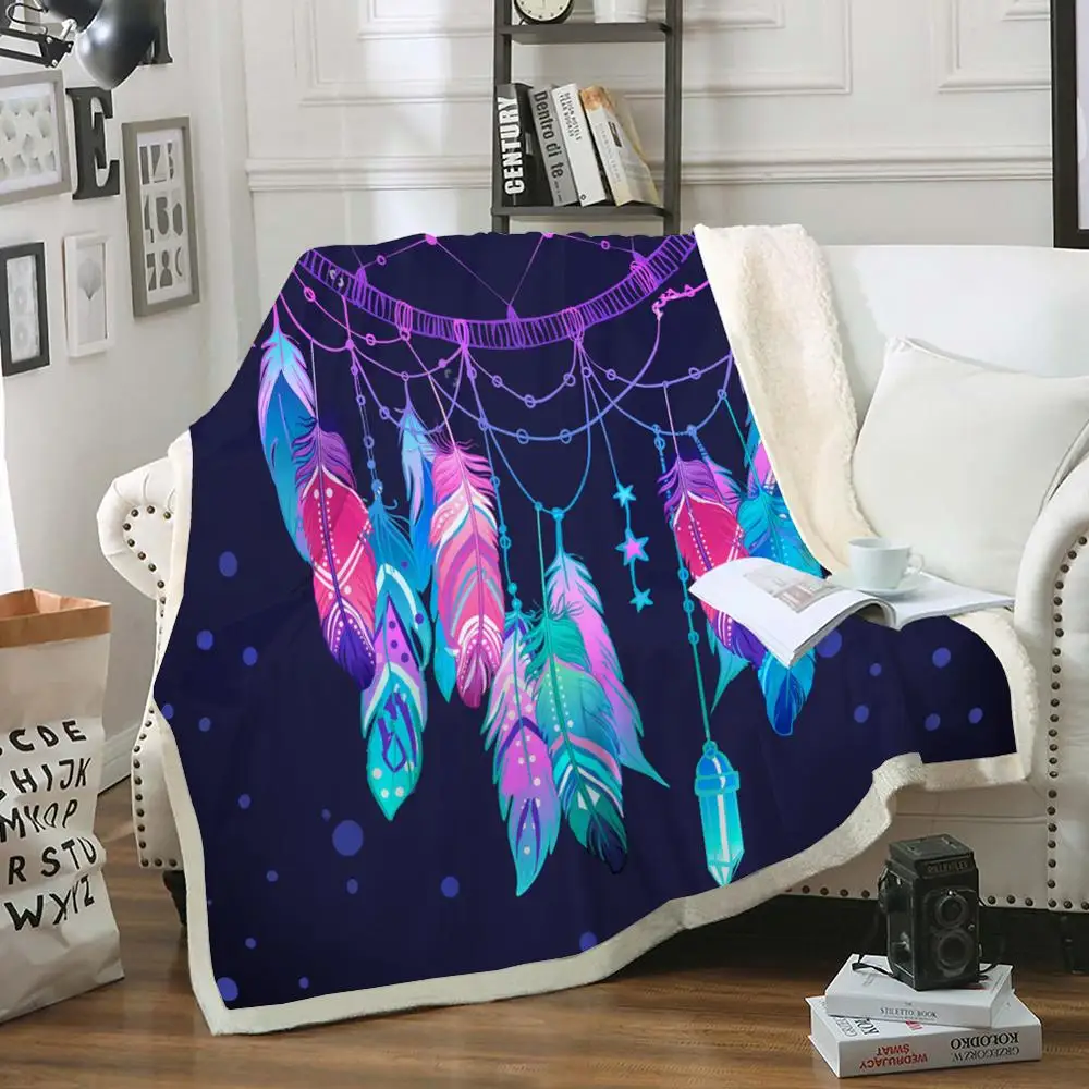 Ловец снов одеяло в богемном стиле шерпа Флисовое бохо для кровати тонкое Прямая