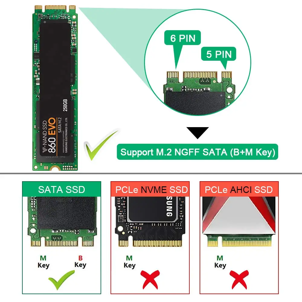 Переходник для внешнего жесткого диска onbian M.2 NGFF SSD на USB 3 0 адаптер B Key SATA
