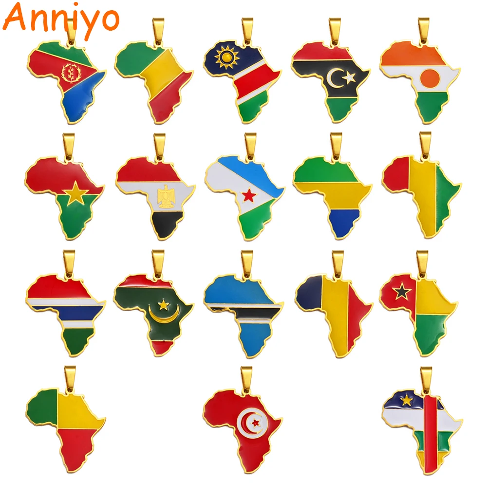 Anniyo хип-хоп кулон Карта Африки Цепочки и ожерелья ювелирных изделий Эритрея