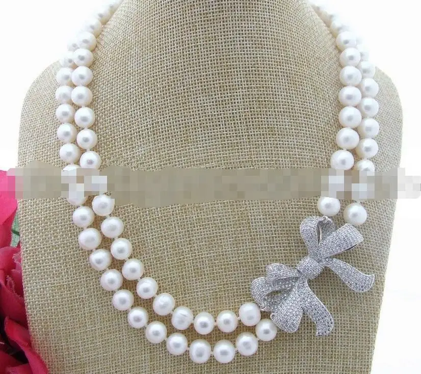 

beautiful 9-10 MM White Pearl Necklace Pendant 42 and 45cm