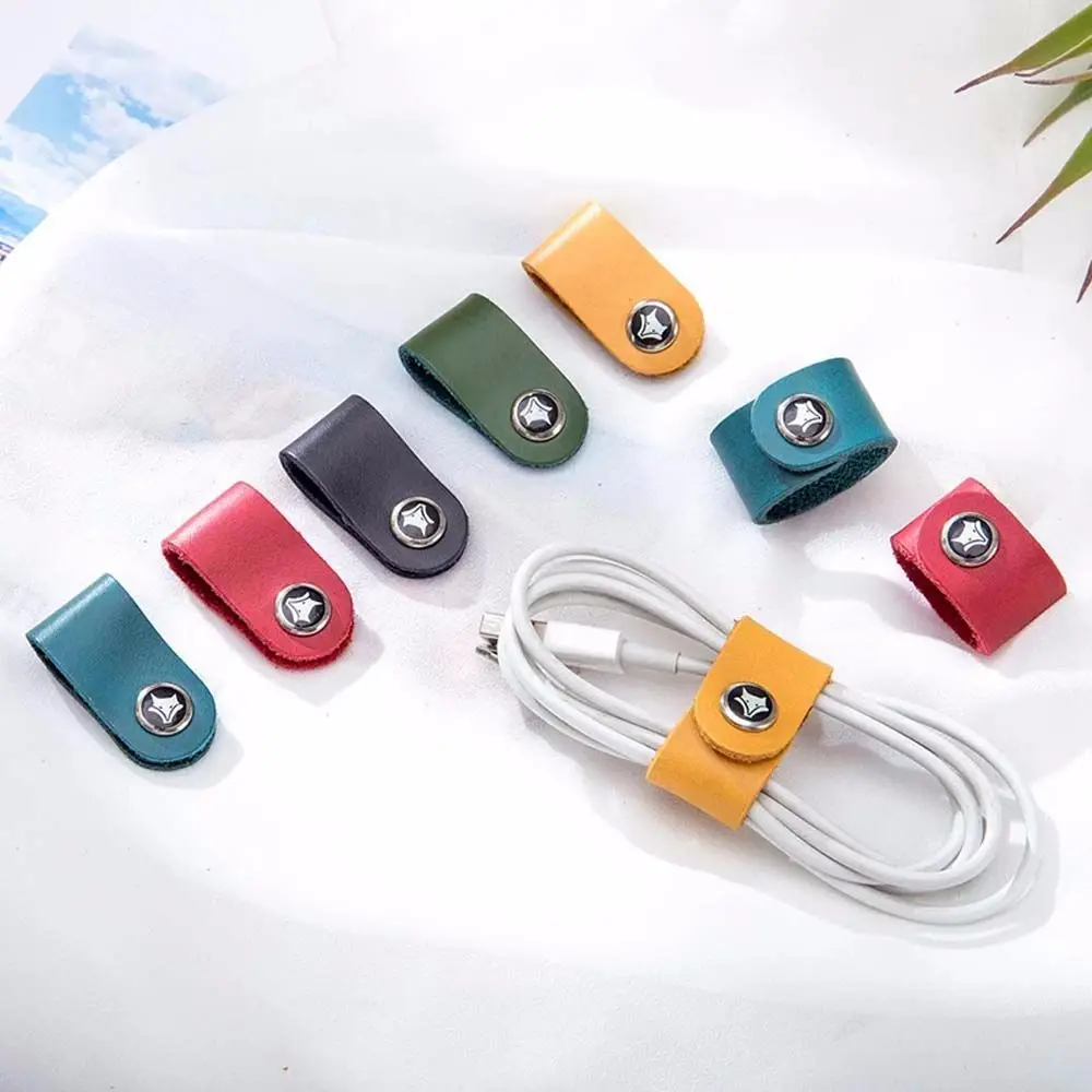 

4pcs Cowhide Leather Cord Winder Straps Tidy Storage Cable Holder Ties Cord Organizer For USB Cable Earphone Fixed Wire Clips