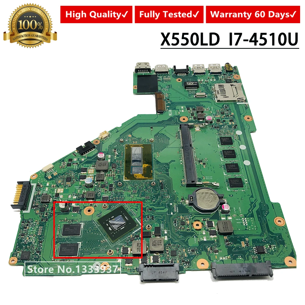 Для ASUS X550LD X550LC A550L Y581L W518L X550LN X550L материнская плата REV 2 0 I7 4500 4510U для