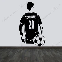 personalized football soccer player name no wall sticker sport vinyl decals removable home decor boys teens room mural 4740