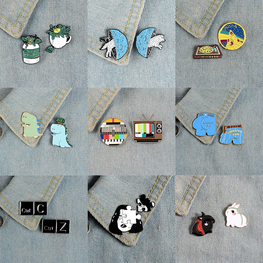 11 комплекты эмаль на булавке ТВ горшечные растения Инь и Янь рыбы из