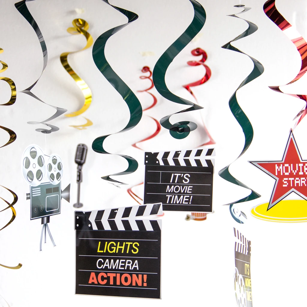 

Pack Of 30 Movie Theme Hanging Swirl Birthday Party Spiral Ornament