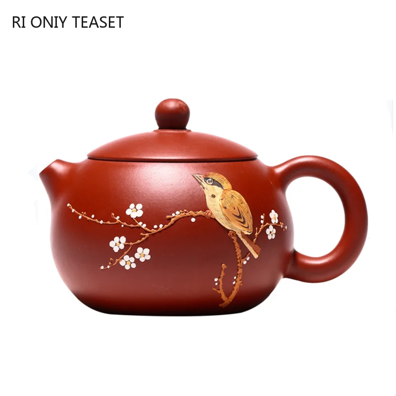 

210ml Boutique Yixing Purple Clay Teapots Raw Ore Dahongpao Xishi Tea Pot Flower Bird Filter Beauty Kettle Chinese Tea Set Gifts