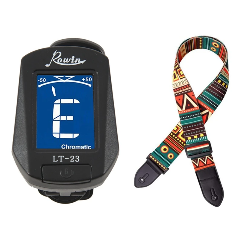 

LT-23 Acoustic Guitar Tuner Clip On Tuner & Guitar Strap,Adjustable Classical Guitar Strap Leather & Polyester